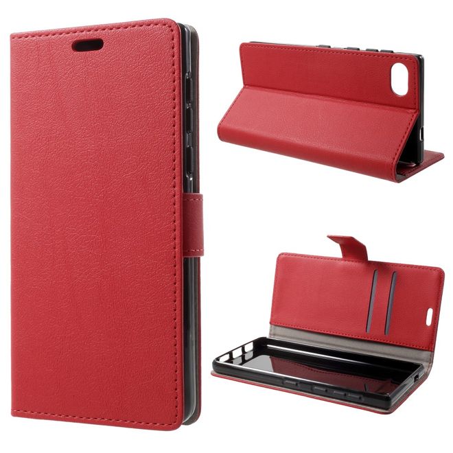 BlackBerry Motion Handyhülle - Case aus Leder - mit Standfunktion - rot