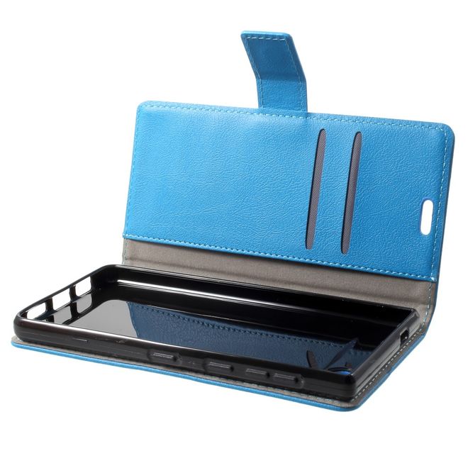 BlackBerry Motion Handyhülle - Case aus Leder - mit Standfunktion - blau
