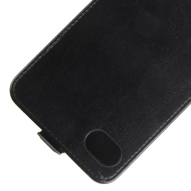 BlackBerry Motion Hülle - Crazy Horse Leder Flip Cover - vertikal - mit Visitenkartenfach - schwarz