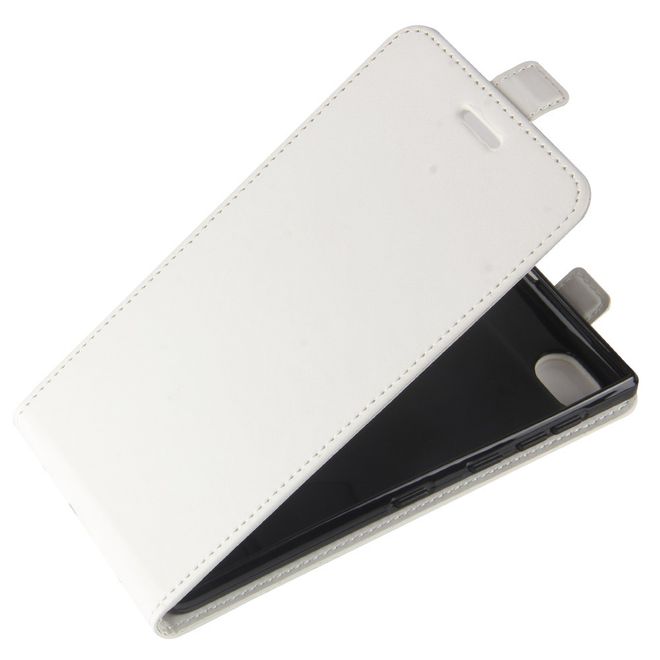BlackBerry Motion Hülle - Crazy Horse Leder Flip Cover - vertikal - mit Visitenkartenfach - weiss
