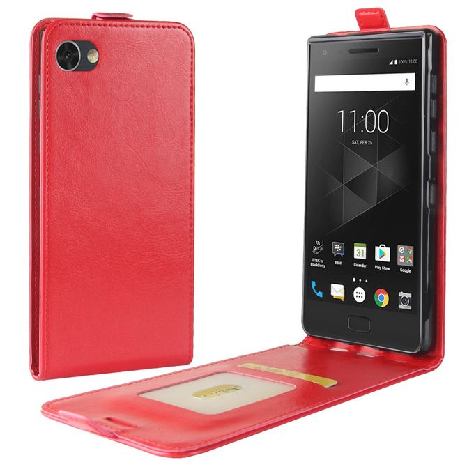 BlackBerry Motion Hülle - Crazy Horse Leder Flip Cover - vertikal - mit Visitenkartenfach - rot