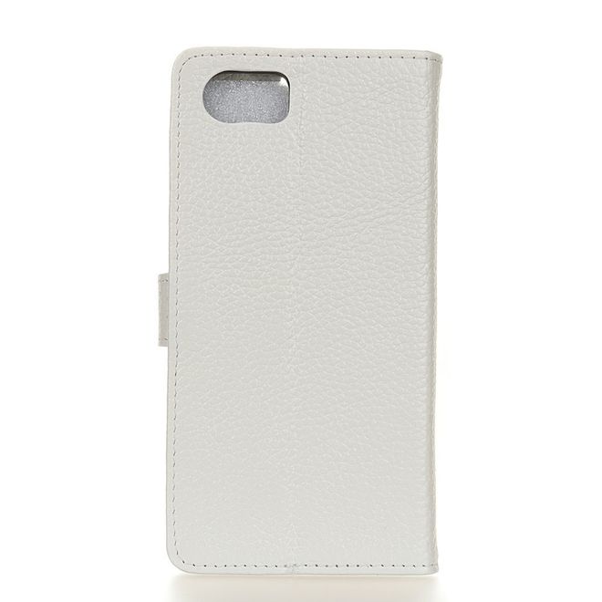 BlackBerry Motion Handyhülle - Case aus Echtleder - mit Litchitextur und Standfunktion - weiss