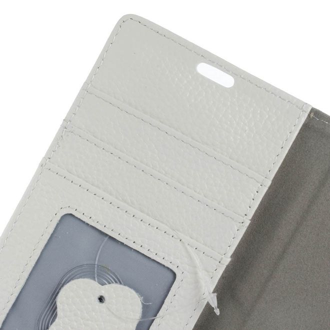 BlackBerry Motion Handyhülle - Case aus Echtleder - mit Litchitextur und Standfunktion - weiss