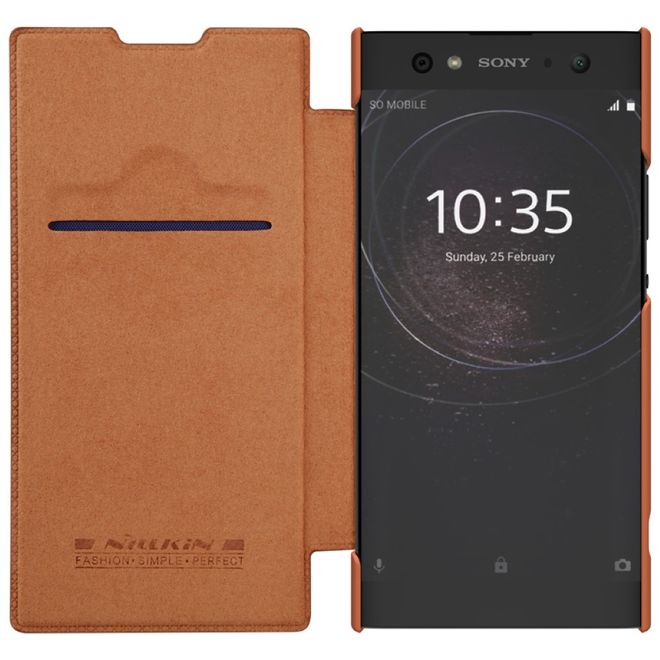 Nillkin - Sony Xperia XA2 Ultra Hülle - Leder Book Case - Qin Series - braun