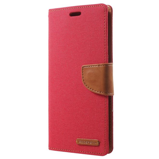 Goospery - Handyhülle für Samsung Galaxy S9 Plus - Bookcover - Canvas Diary Series - rot/camel