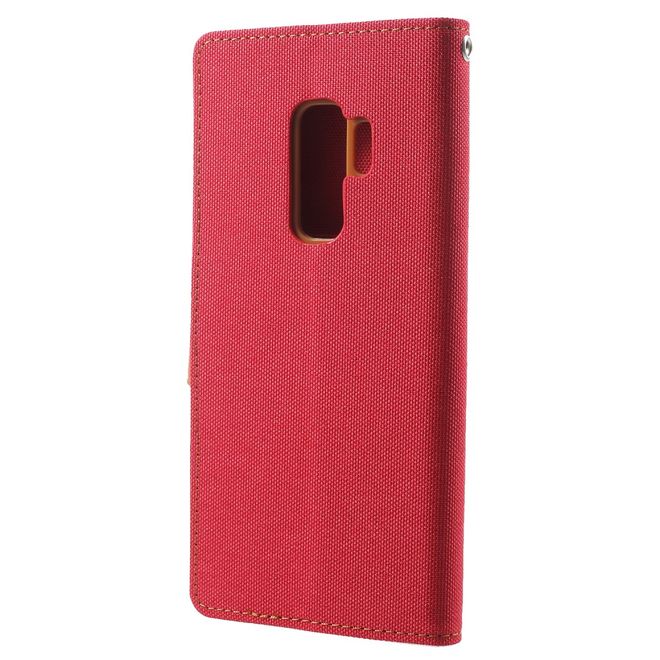 Goospery - Handyhülle für Samsung Galaxy S9 Plus - Bookcover - Canvas Diary Series - rot/camel