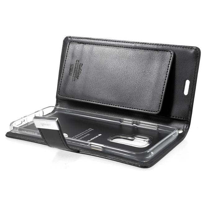 Goospery - Cover für Samsung Galaxy S9 Plus - Handyhülle aus Leder - Rich Diary Series - schwarz