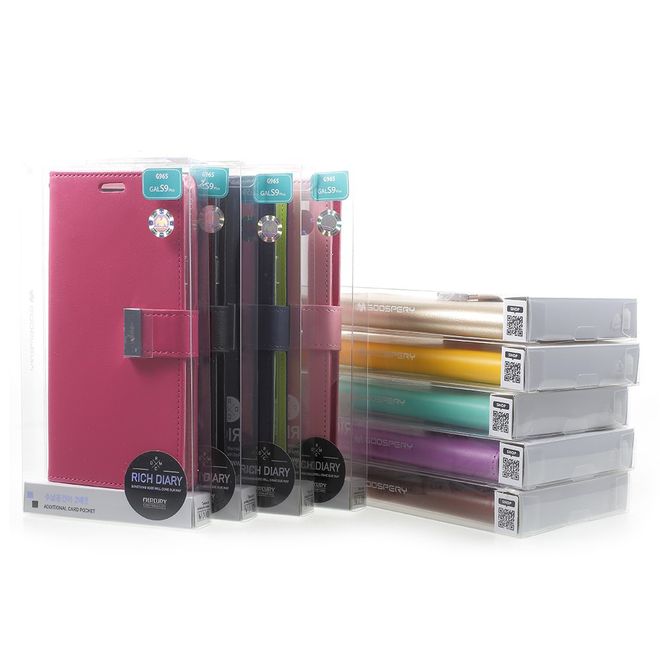 Goospery - Cover für Samsung Galaxy S9 Plus - Handyhülle aus Leder - Rich Diary Series - schwarz