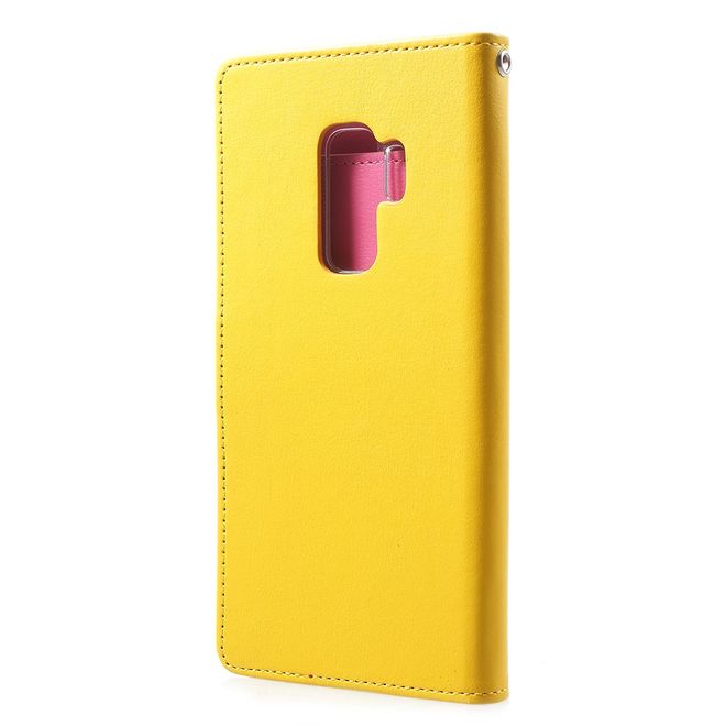 Goospery - Cover für Samsung Galaxy S9 Plus - Handyhülle aus Leder - Rich Diary Series - gelb