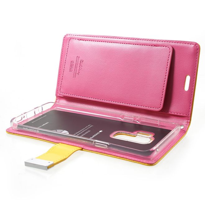Goospery - Cover für Samsung Galaxy S9 Plus - Handyhülle aus Leder - Rich Diary Series - gelb