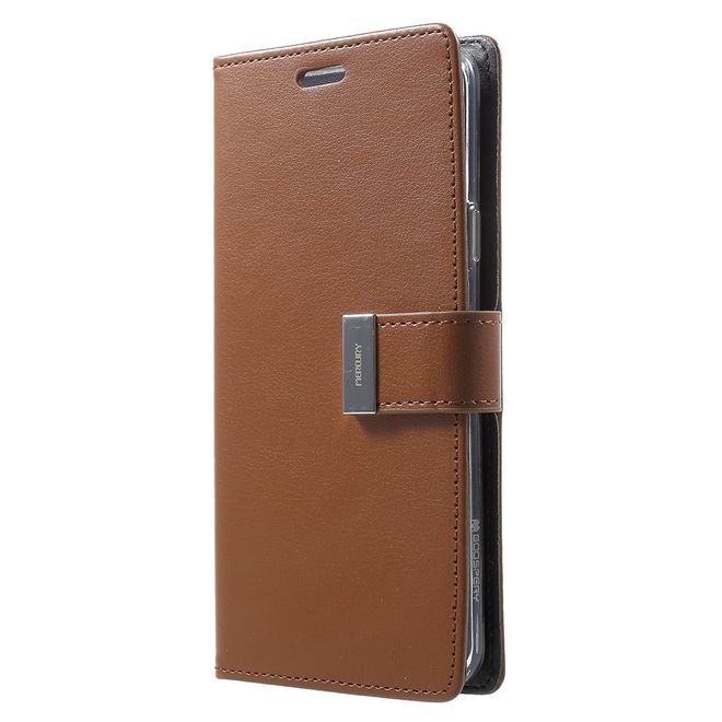 Goospery - Cover für Samsung Galaxy S9 Plus - Handyhülle aus Leder - Rich Diary Series - braun