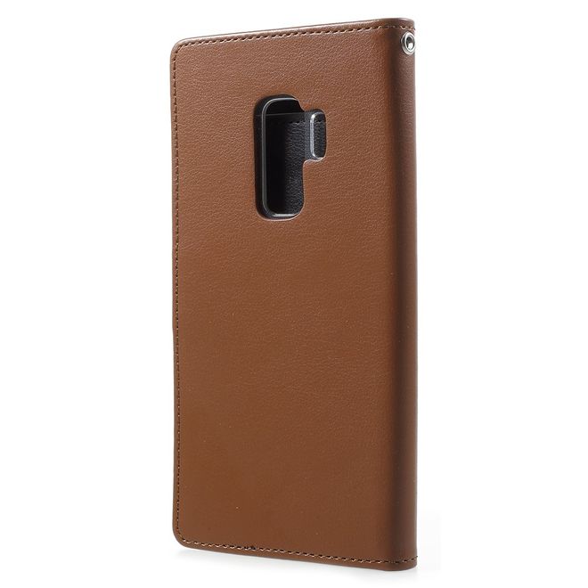 Goospery - Cover für Samsung Galaxy S9 Plus - Handyhülle aus Leder - Rich Diary Series - braun