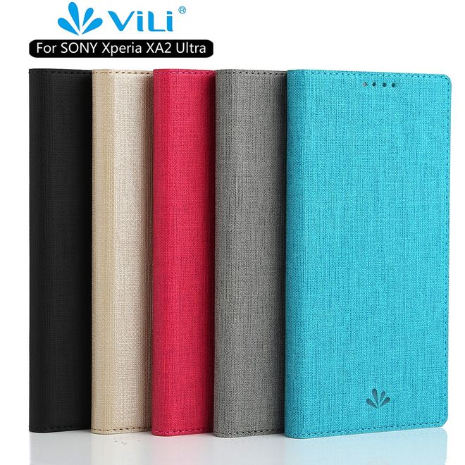 Vili Dmx - Sony Xperia XA2 Ultra Hülle - Case aus Leder - mit Standfunktion - schwarz