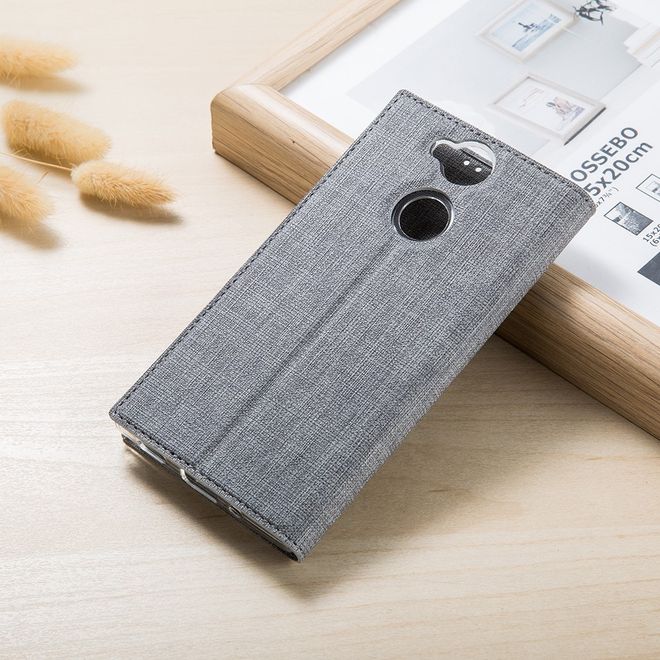 Vili Dmx - Sony Xperia XA2 Ultra Hülle - Case aus Leder - mit Standfunktion - grau