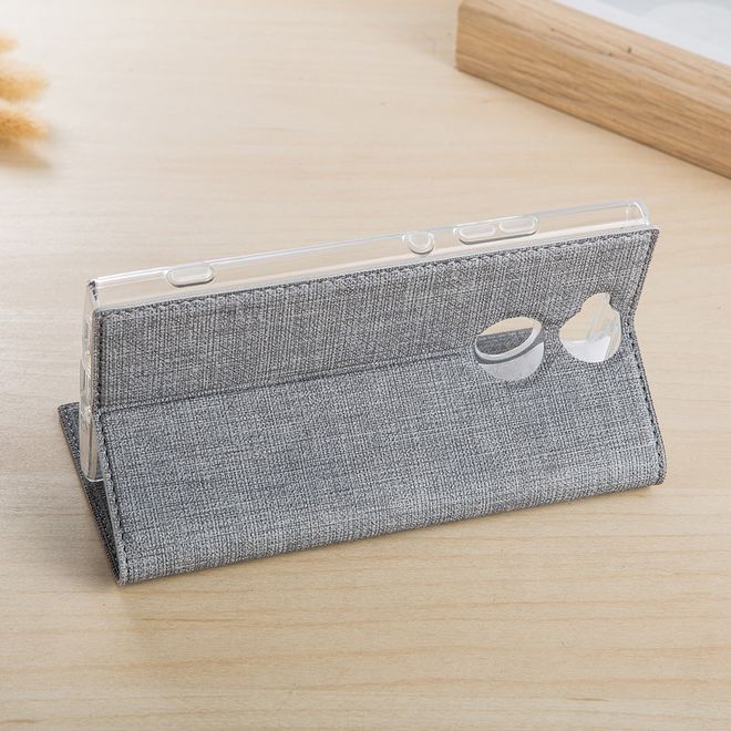 Vili Dmx - Sony Xperia XA2 Ultra Hülle - Case aus Leder - mit Standfunktion - grau