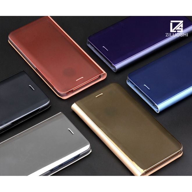 Huawei Y6 Pro (2017) Handy Hülle - Case aus Leder/Plastik - Mirror View Window - schwarz