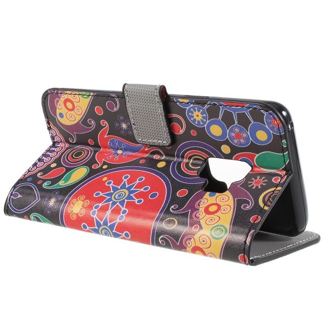 Samsung Galaxy S9 Handy Hülle - Bookcover aus Leder - abstraktes Muster