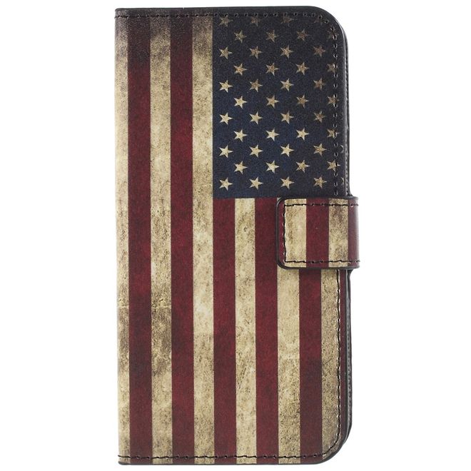 Samsung Galaxy S9 Handy Hülle - Bookcover aus Leder - Amerika Flagge im Retro Look