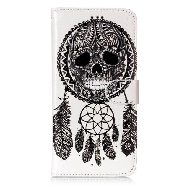 Samsung Galaxy S9 Plus Handy Bookcover - Hülle aus Leder - Totenkopf Traumfänger