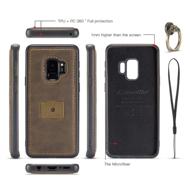 Caseme - Samsung Galaxy S9 Hülle - Case aus Leder - mit abnehmbarem Backcover - schwarz
