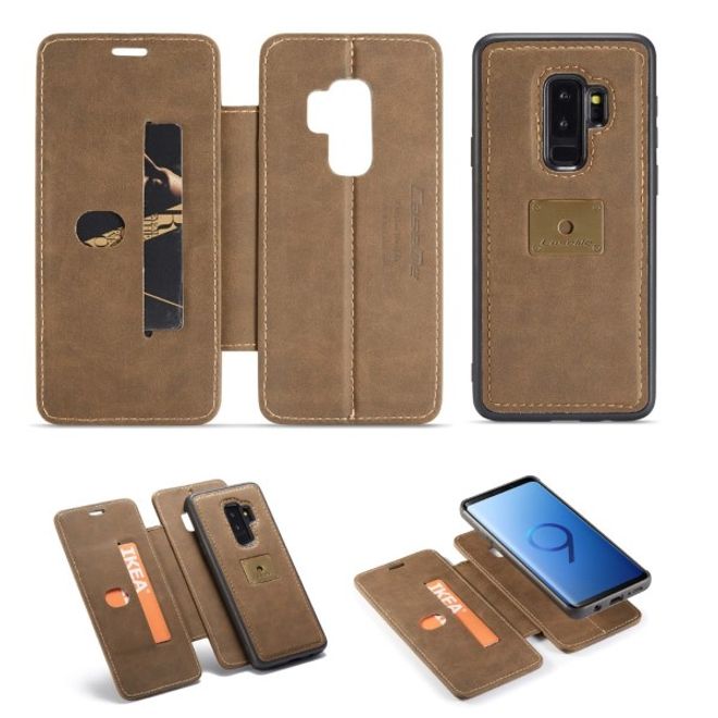 Caseme - Samsung Galaxy S9 Plus Hülle - Case aus Leder - mit abnehmbarem Backcover - kaffeefarben