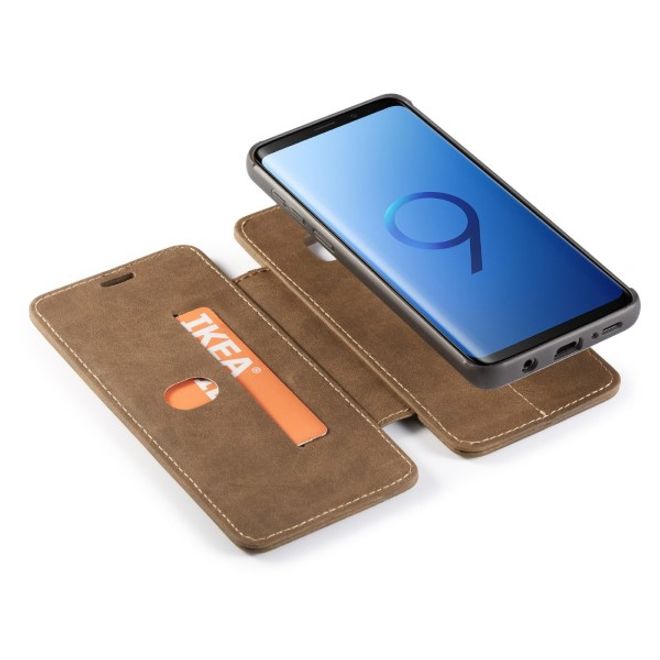 Caseme - Samsung Galaxy S9 Plus Hülle - Case aus Leder - mit abnehmbarem Backcover - kaffeefarben