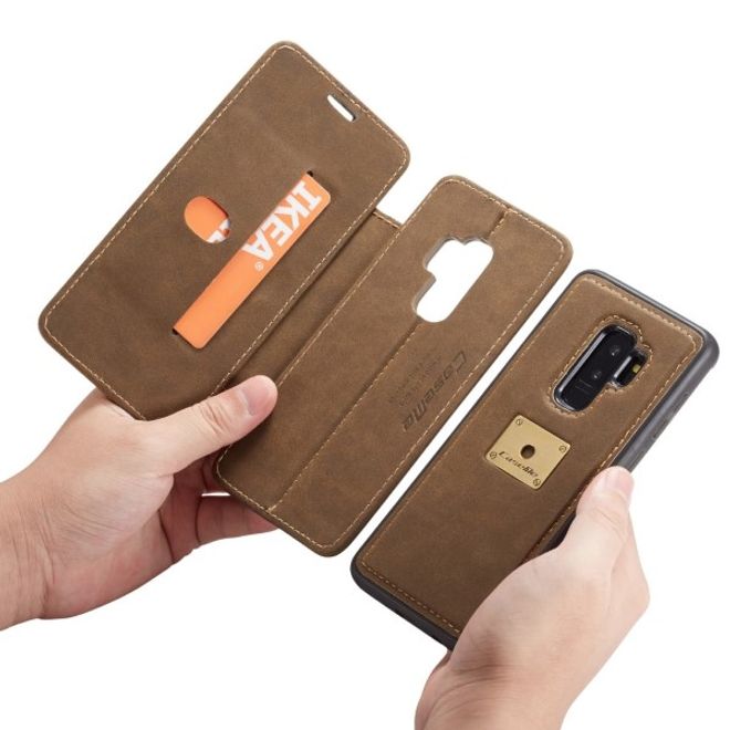 Caseme - Samsung Galaxy S9 Plus Hülle - Case aus Leder - mit abnehmbarem Backcover - kaffeefarben