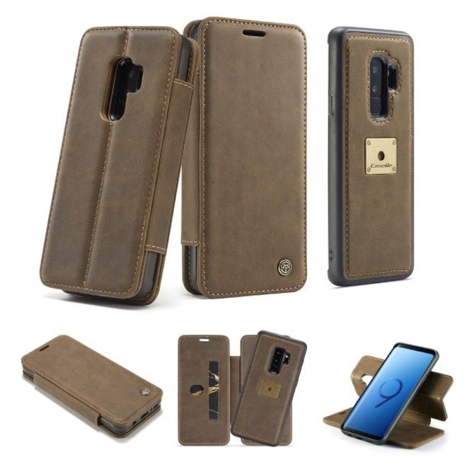 Caseme - Samsung Galaxy S9 Plus Hülle - Case aus Leder - mit abnehmbarem Backcover - kaffeefarben