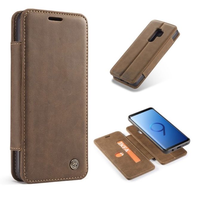 Caseme - Samsung Galaxy S9 Plus Hülle - Case aus Leder - mit abnehmbarem Backcover - kaffeefarben