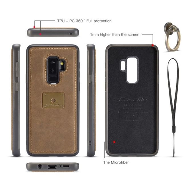 Caseme - Samsung Galaxy S9 Plus Hülle - Case aus Leder - mit abnehmbarem Backcover - kaffeefarben