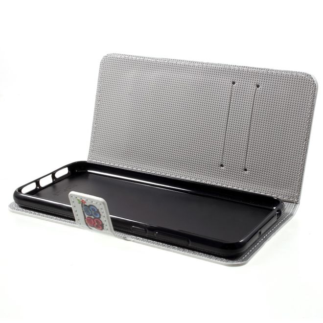 Huawei P20 Handy Hülle - Leder Bookcover - mit Standfunktion - verliebtes Eulenpärchen