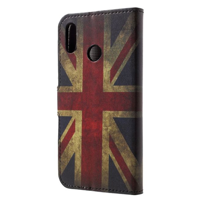 Huawei P20 Lite Handy Hülle - Leder Bookcover - mit Standfunktion - UK Flagge im Vintage Look