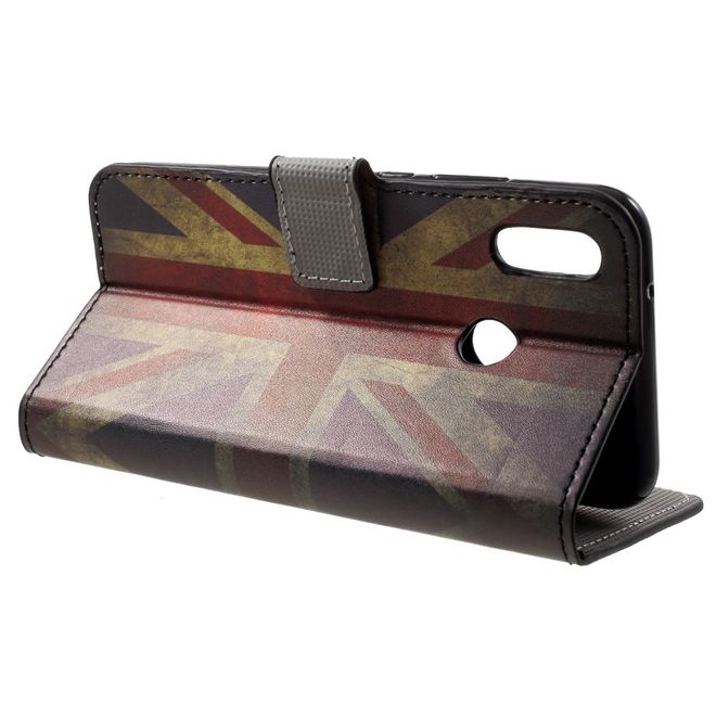Huawei P20 Lite Handy Hülle - Leder Bookcover - mit Standfunktion - UK Flagge im Vintage Look