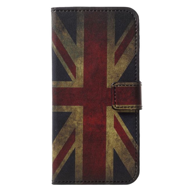 Huawei P20 Lite Handy Hülle - Leder Bookcover - mit Standfunktion - UK Flagge im Vintage Look