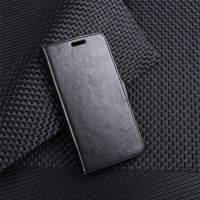 Sony Xperia XZ2 Handy Hülle - Crazy Horse Leder Bookcover - mit Magnetverschluss - schwarz
