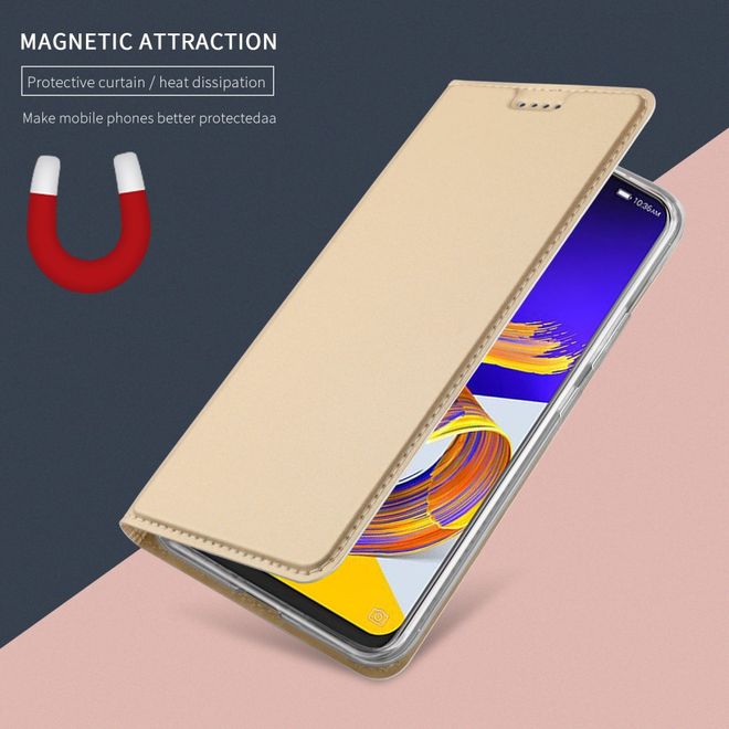 Asus Zenfone 5Z (ZS620KL) Handy Hülle - Case aus Leder - mit Standfunktion - gold