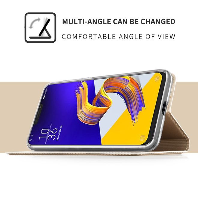 Asus Zenfone 5Z (ZS620KL) Handy Hülle - Case aus Leder - mit Standfunktion - gold