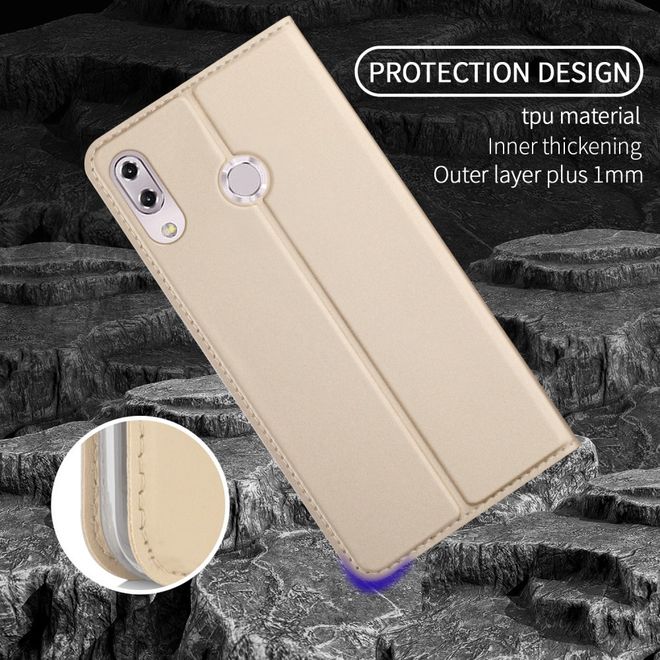 Asus Zenfone 5Z (ZS620KL) Handy Hülle - Case aus Leder - mit Standfunktion - gold
