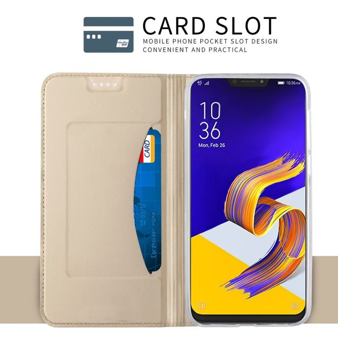 Asus Zenfone 5Z (ZS620KL) Handy Hülle - Case aus Leder - mit Standfunktion - gold