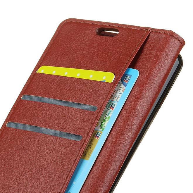 Asus Zenfone 5 (ZE620KL) Handyhülle - Case aus Leder - mit Litchitextur und Standfunktion - braun