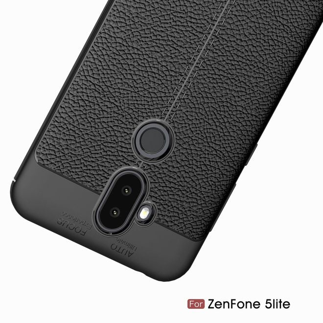 Asus Zenfone 5 Lite (ZC600KL) Handyhülle - TPU Softcase - mit Litchitextur - schwarz