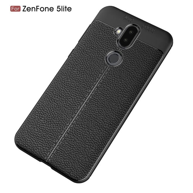 Asus Zenfone 5 Lite (ZC600KL) Handyhülle - TPU Softcase - mit Litchitextur - schwarz