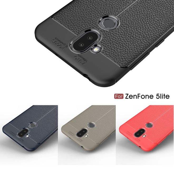 Asus Zenfone 5 Lite (ZC600KL) Handyhülle - TPU Softcase - mit Litchitextur - schwarz