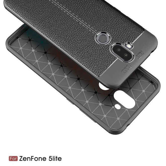 Asus Zenfone 5 Lite (ZC600KL) Handyhülle - TPU Softcase - mit Litchitextur - schwarz