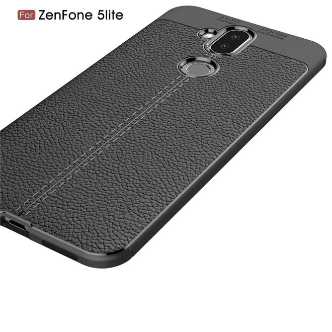 Asus Zenfone 5 Lite (ZC600KL) Handyhülle - TPU Softcase - mit Litchitextur - schwarz