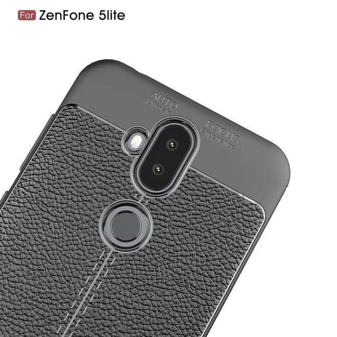 Asus Zenfone 5 Lite (ZC600KL) Handyhülle - TPU Softcase - mit Litchitextur - schwarz