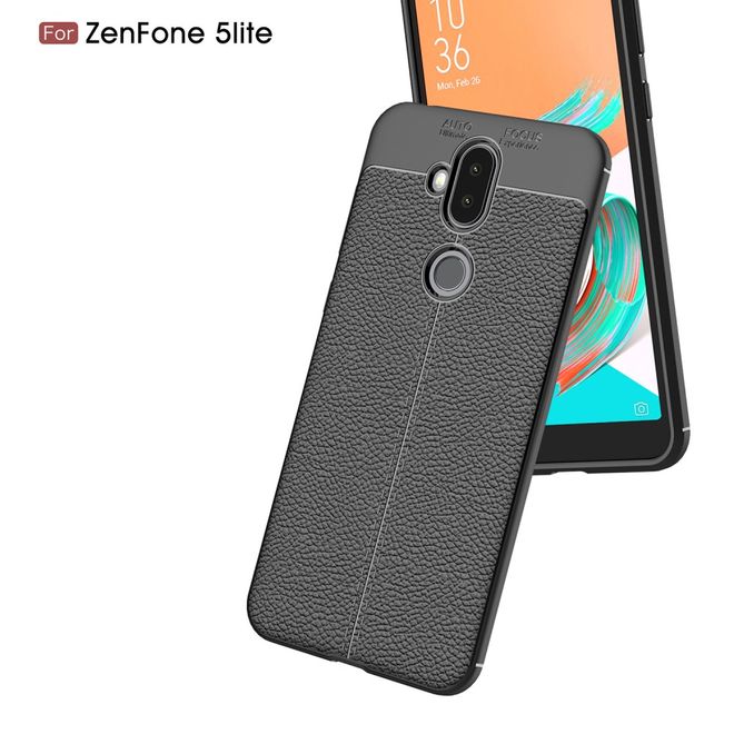 Asus Zenfone 5 Lite (ZC600KL) Handyhülle - TPU Softcase - mit Litchitextur - schwarz
