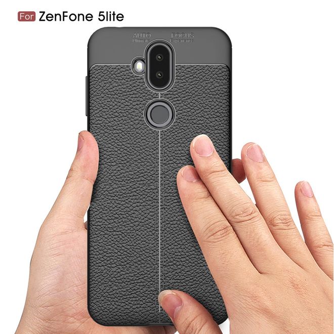 Asus Zenfone 5 Lite (ZC600KL) Handyhülle - TPU Softcase - mit Litchitextur - schwarz