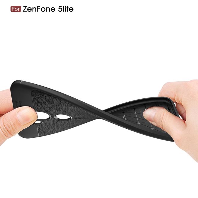 Asus Zenfone 5 Lite (ZC600KL) Handyhülle - TPU Softcase - mit Litchitextur - schwarz
