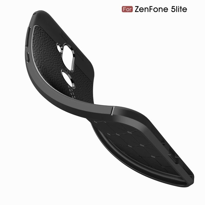 Asus Zenfone 5 Lite (ZC600KL) Handyhülle - TPU Softcase - mit Litchitextur - schwarz